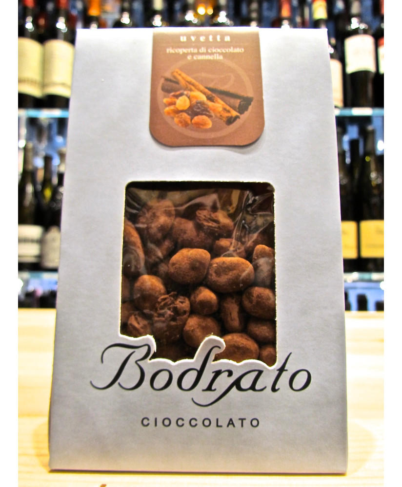 Vendita online Uvetta ricoperta di cioccolato fondente Bodrato - Novi Ligure. Shop on line Bodrato Uvette ricoperte di cioccolat