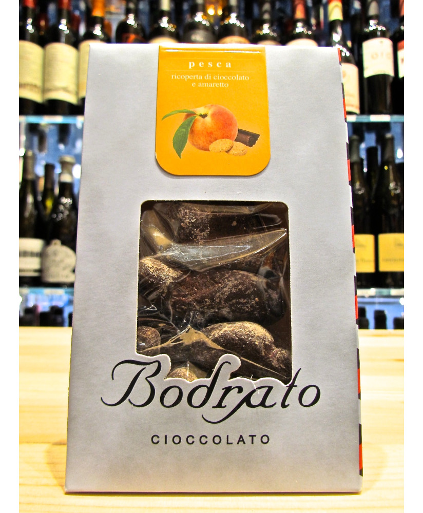 Vendita online Pesche disidratate ricoperte di cioccolato fondente Bodrato e amaretto - Novi Ligure. Shop on line Bodrato Pesca 