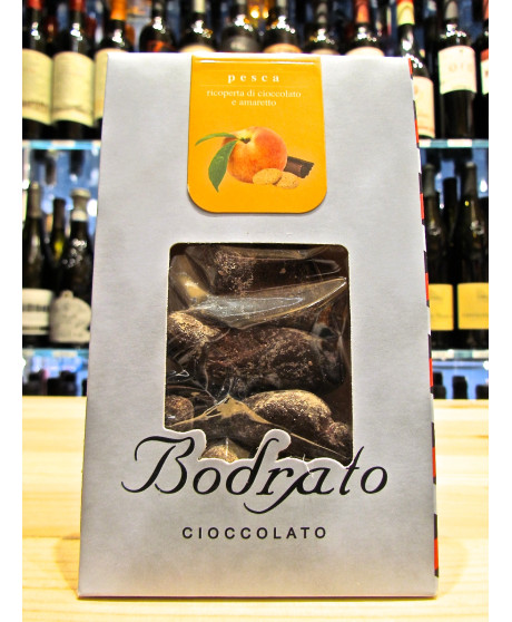 Vendita online Pesche disidratate ricoperte di cioccolato fondente Bodrato e amaretto - Novi Ligure. Shop on line Bodrato Pesca 