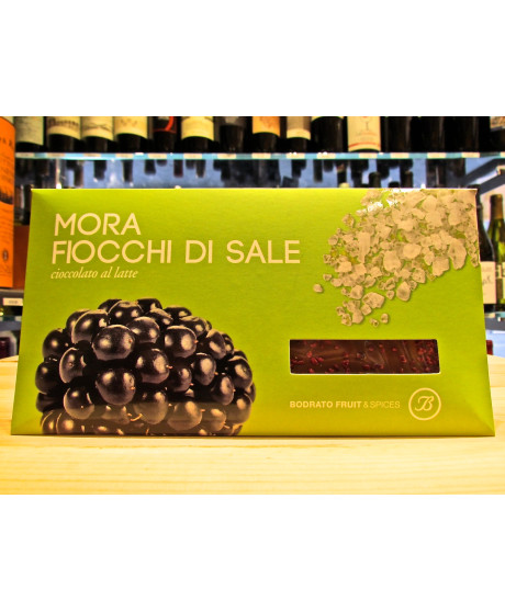 Vendita online Tavolette di Cioccolato Bodrato al latte Con Mora e Fiocchi di Sale. Shop on line Tavolette di cioccolato Bodrato