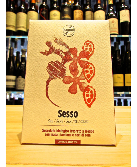 Vendita online Tavolette di cioccolato Modicano Biologico Sabadì Sesso con maca, estratto di damiana e noci di cola. Shop on-lin