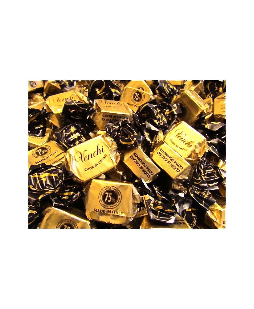 Vendita online cioccolatino Venchi Cubotto Cuor di Cacao 75% a €32,00 al Kg. Shop on-line cioccolatini Cubotti Venchi Unica ripi