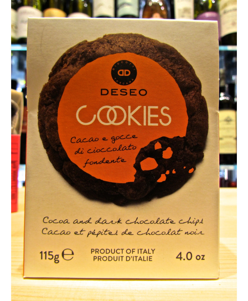 Buy online sales Italian Biscotti Deseo Prato Cookies with cocoa and dark chocolate chips. Shop online Deseo