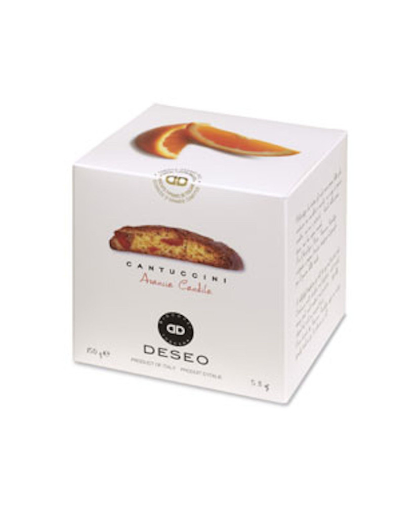 Vendita online Cantuccini con scorze di arancia candita, del biscottificio Deseo di Prato. Shop on line biscotti di Prato con ar