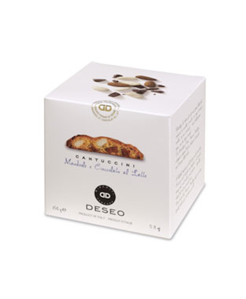 Vendita online Cantuccini con cioccolato al latte e mandorle, del biscottificio Deseo di Prato. Shop on line biscotti di Prato c