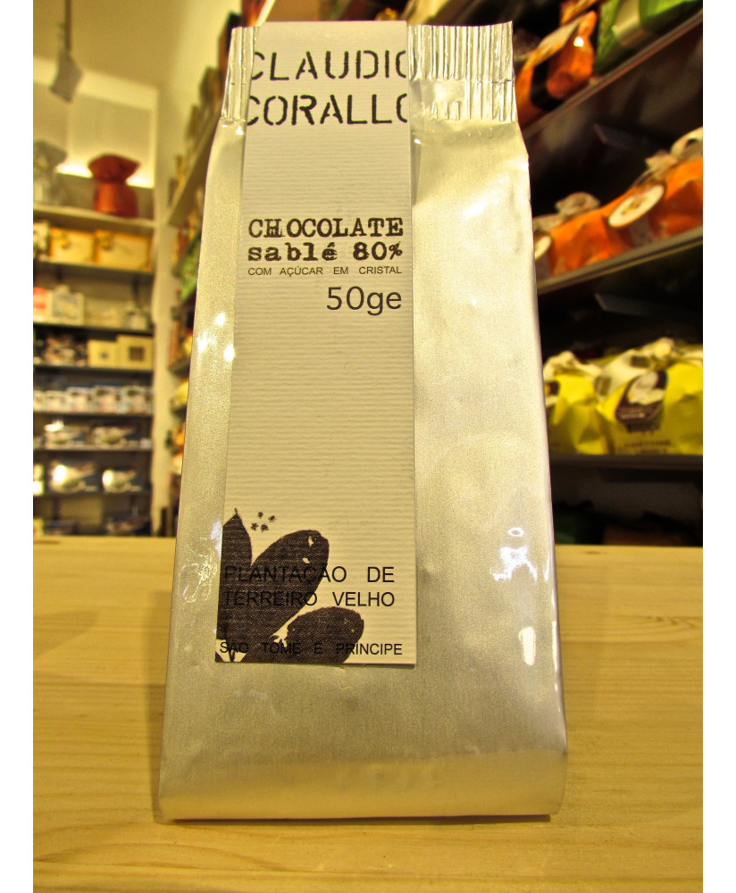 (3 BARS X 50g) Claudio Corallo - Dark Chocolate 80% with sugar crystals 