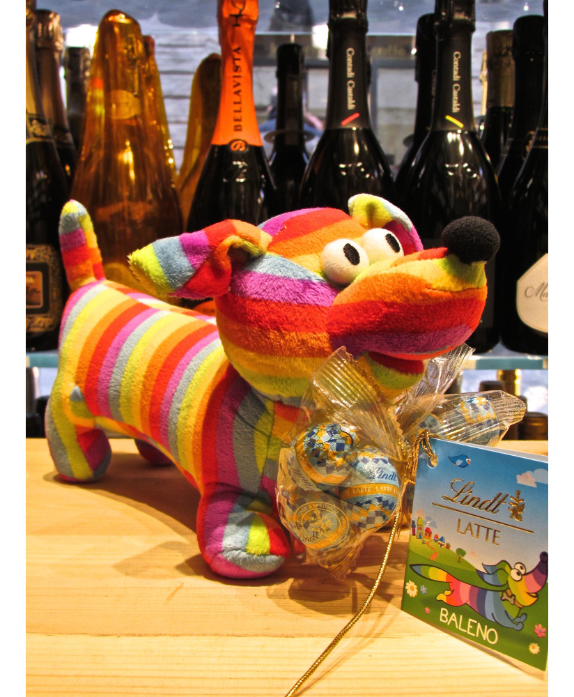 Vendita online Bassotto di Peluches - Lindt, con ovette ripiene al latte. Shop on-line peluches con ovetti di cioccolato Lind