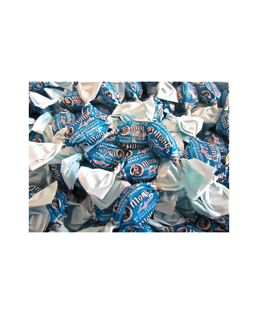 Vendita online caramelle Monk's all' Eucalyptus senza zucchero dure. Shop on line caramelle Monk's senza zucchero emolienti per 