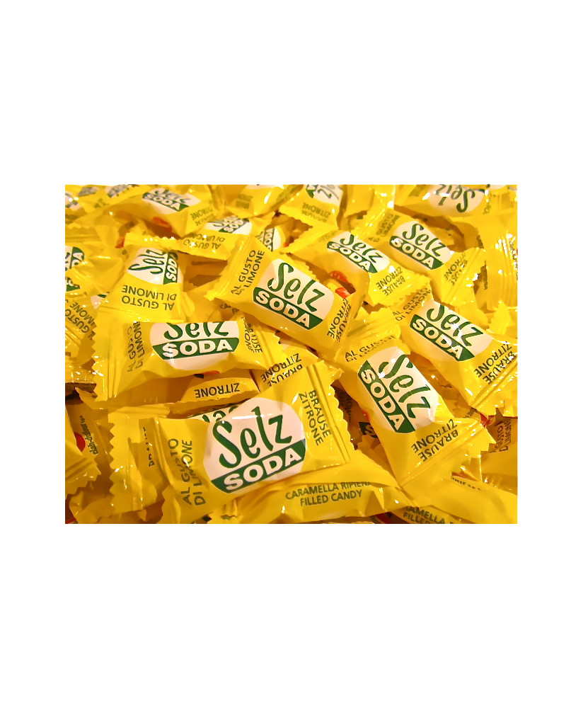 Vendita online caramelle Dufour al Selz Soda gusto arancio e limone. Shop on line caramelle frizzanti al selz per uffici, negozi
