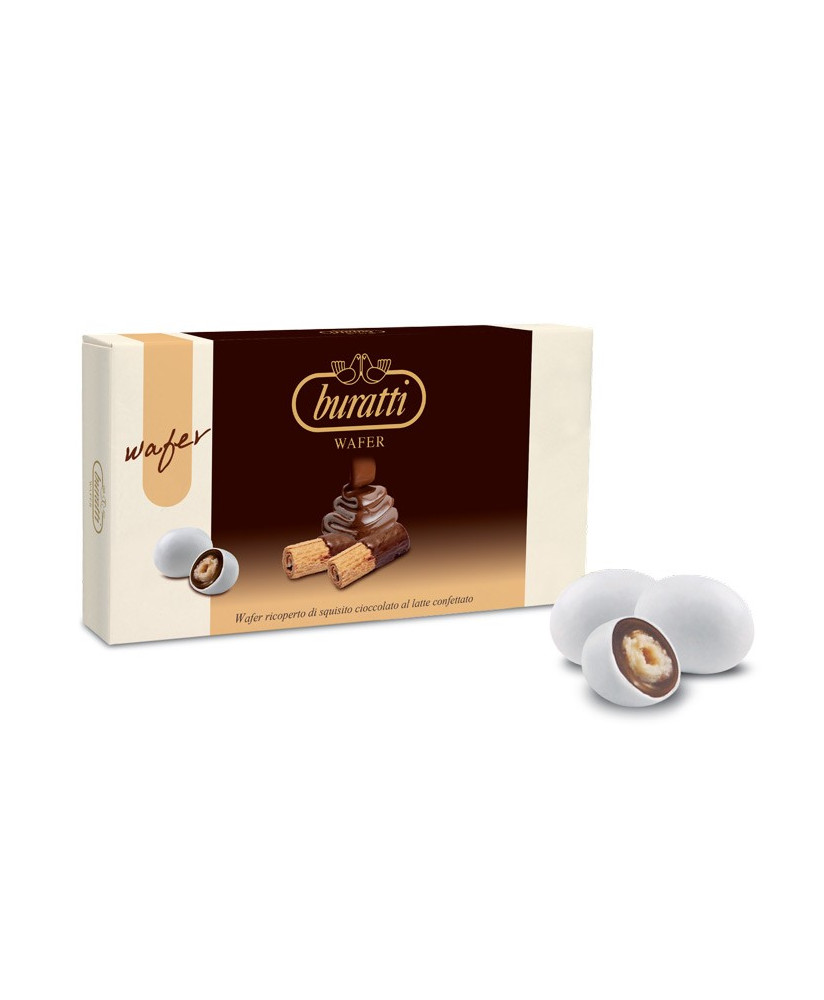 Buratti Italian Waferd covered whit milk chocolate online sales. Buy online dragees wafer Chocolate