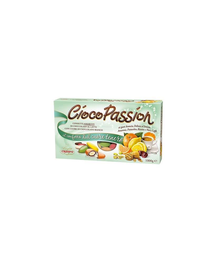 Vendita online confetti Ciocopassion assortiti colorati ripieni a vari gusti. Cioco Passion Crisposcatola da 100
