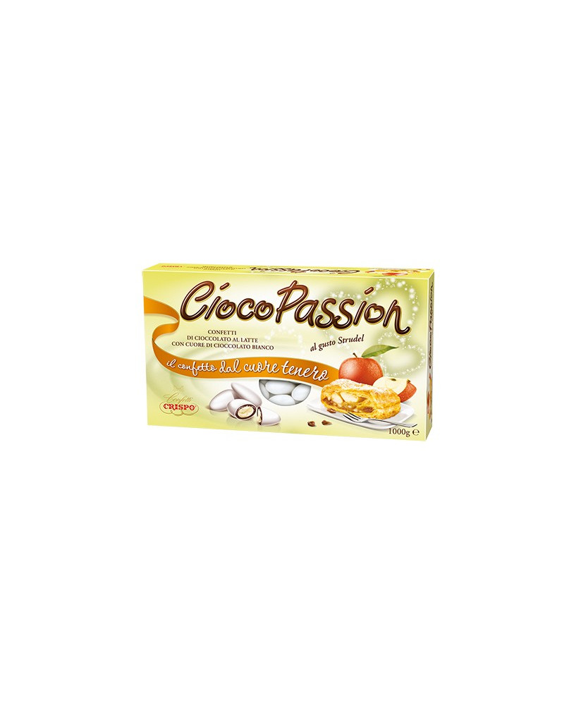 Online sales confetti Italian Crispo Ciocopassion stuffed with white and milk chocolate-flavored Apple Strudel cake. Crispo Cioc