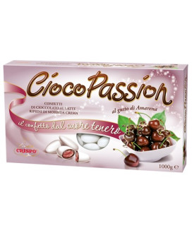Vendita online confetti ripieni all'amarena Ciocopassion Crispo scatola da 1000g. Shop on-line confetti Cioco Pas