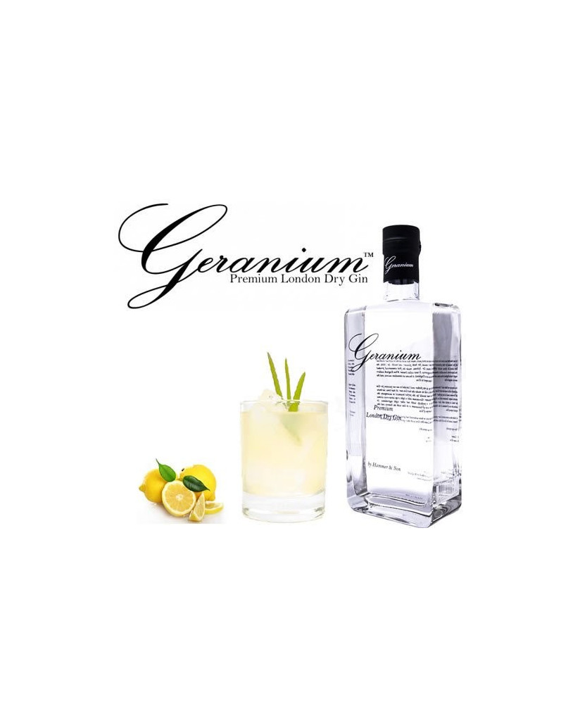 Online sales and price English Geranium Gin distilled in England with oils of geranium and spices. Shop online Geranium London D