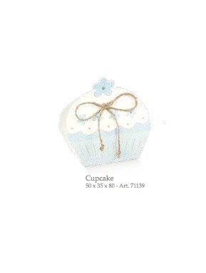 Cupido & Company - 10 CupCake Boxes Light Blue With Ribbon
