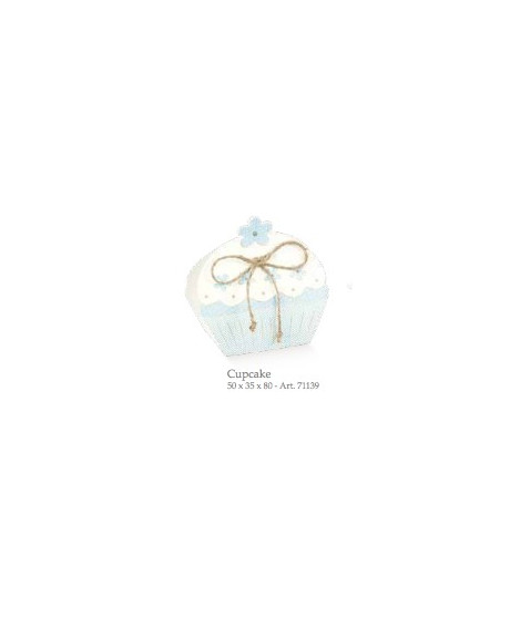 Cupido & Company - 10 Scatoline CupCake Azzurre con Nastro