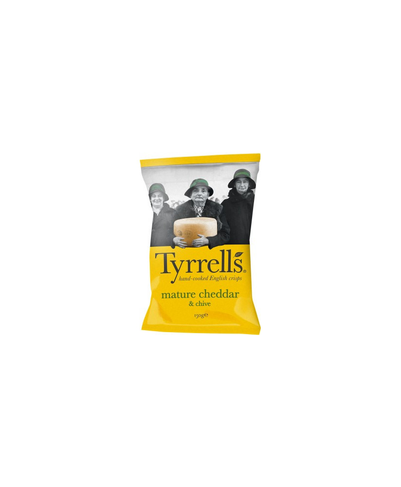 Vendita online Patatine Tyrrells, Patatine al gusto cheddar 150g. Shop online patatine Inglesi Tyrrells