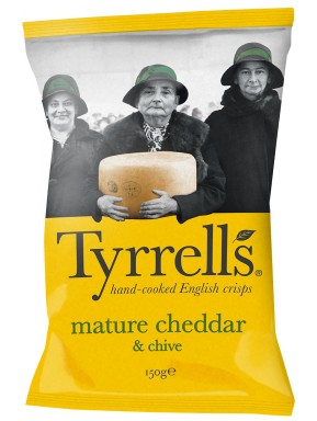 Tyrrels - Cheddar & Chives Potato Crisps -150g