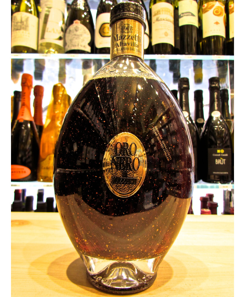Vendita online Grappa Mazzetti d'Altavilla Oro Nero, liquore a base di grappa e caffè con scaglie di oro alimentare