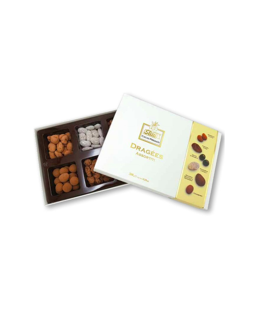 Vendita online scatola Dragées Slitti. Shop on line scatole regalo Dragées assortite artigianali, chiccoli d'uva, grani d'arabic