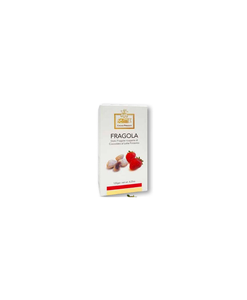 Shop online italian dragees chocolate Slitti, Strawberry covered with milk chocolate and white. Sales fruit chocolate