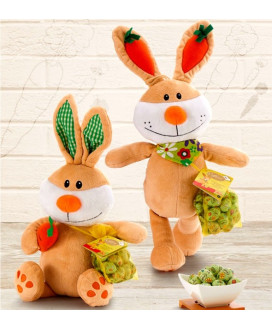 Vendita online Coniglio di Peluches Caffarel, con ovette ripiene al latte. Shop on-line peluches con ovetti di cioccolato