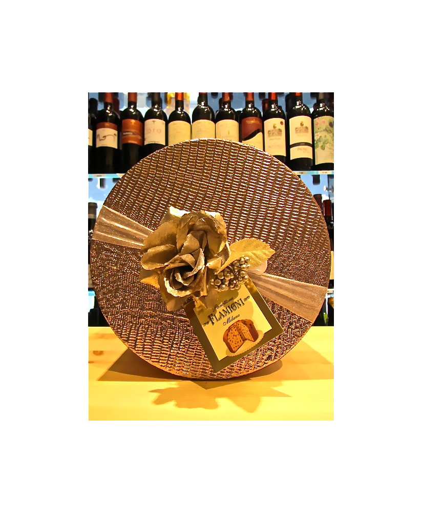 Vendita online panettone Flamigni Classico Tradizionale Milano confezionato in cappelliera Ncolor Bronzo con Strass applicati. S