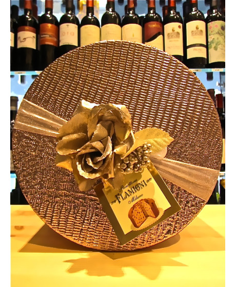 Vendita online panettone Flamigni Classico Tradizionale Milano confezionato in cappelliera Ncolor Bronzo con Strass applicati. S
