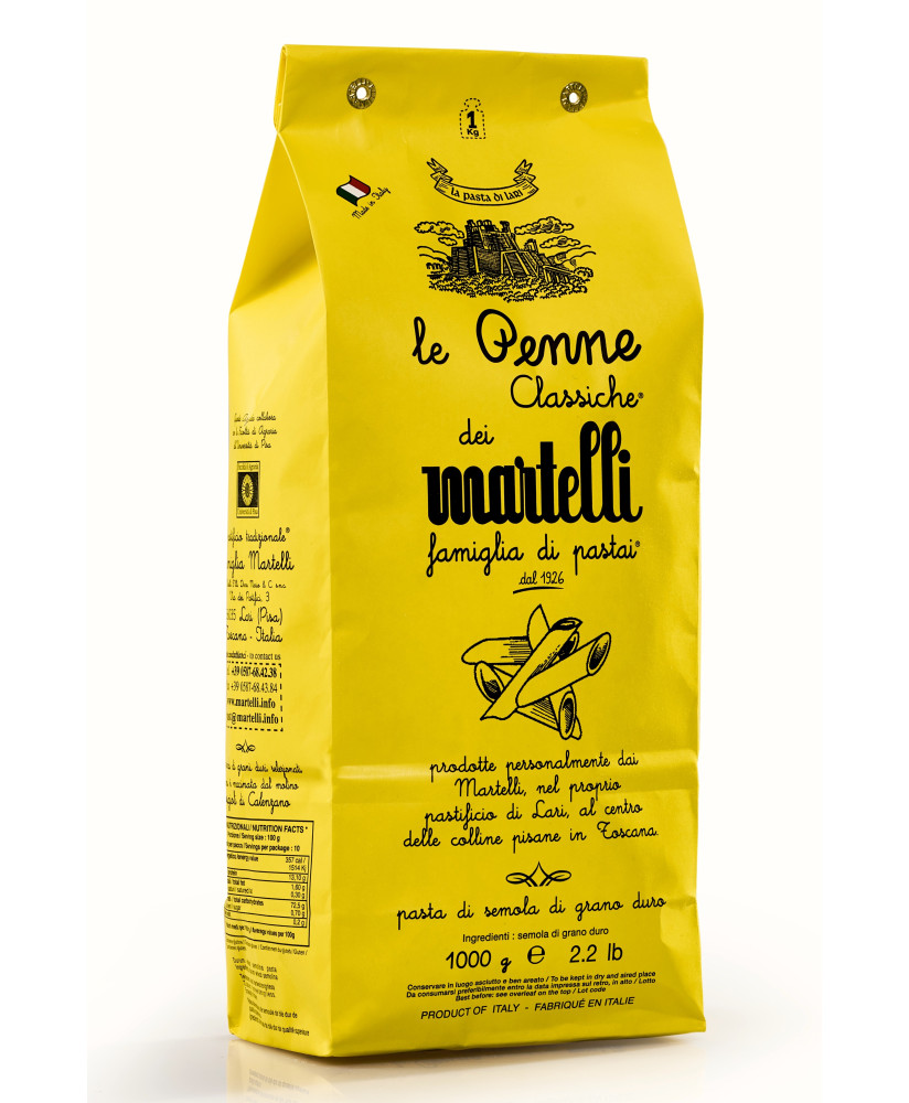 Vendita online pasta artigianale Martelli. Shop on line Penne lisce Martelli di Lari, Pisa, miglior prezzo on-line pasta toscana