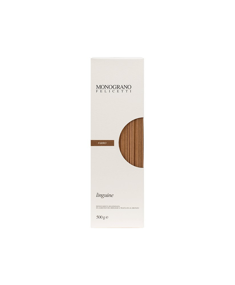 Vendita online Linguine Felicetti biologiche di sfarinato semintegrale di farro trafilata al bronzo. Shop on line pastificio art