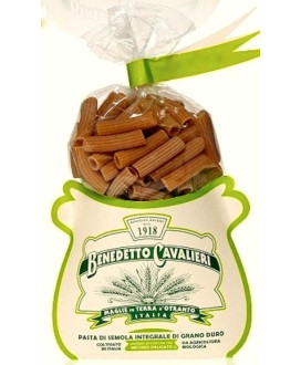 Vendita online pasta Benedetto Cavalieri integrale biologica. Pastificio artigianale. Rigatoni di semola integrale di grano