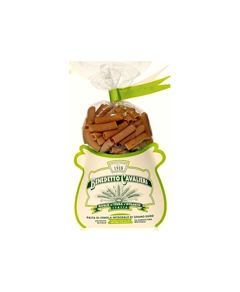 Vendita online pasta Benedetto Cavalieri integrale biologica. Pastificio artigianale. Rigatoni di semola integrale di grano