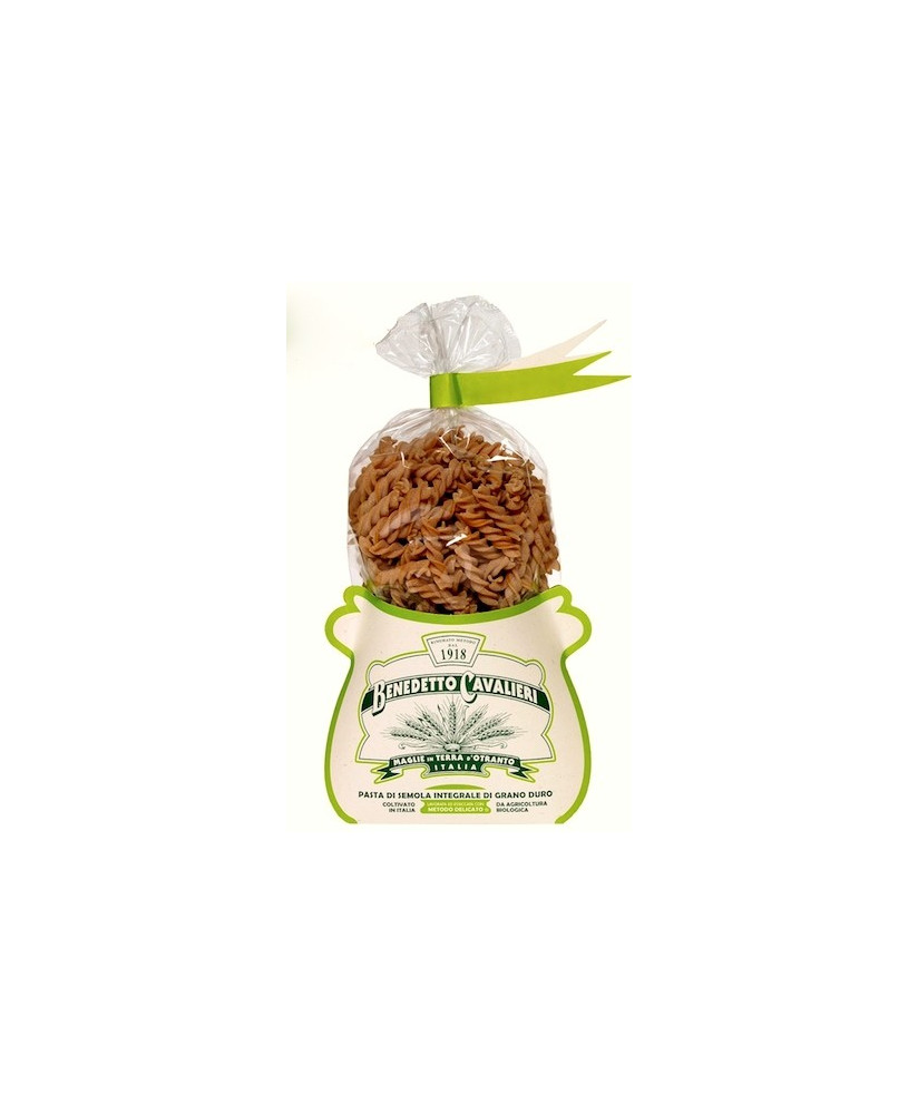 Vendita online pasta Benedetto Cavalieri integrale biologica. Pastificio artigianale. Fusilli di semola integrale di grano