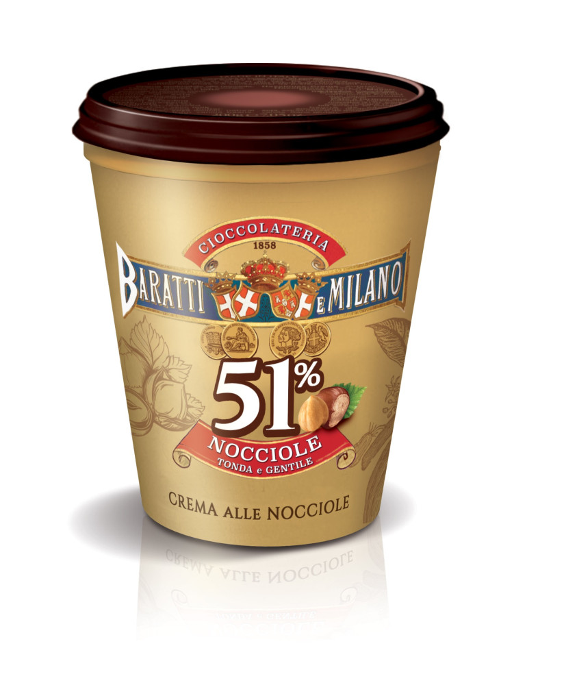 Vendita online Crema spalmabile alle nocciole Baratti & Milano latte scremato e cacao senza grassi estranei. Shop on-line prodot