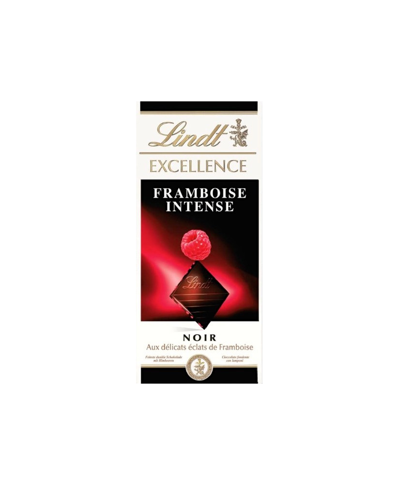 Vendita online tavolette di cioccolato Lindt & Sprüngli Exellence fondente amaro con scaglie di Lampone, Framboise Intense.