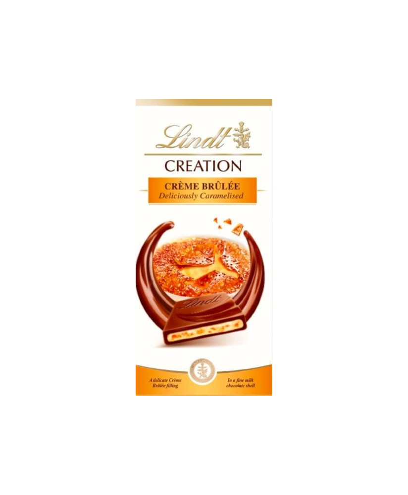Vendita online tavolette di cioccolato Lindt & Sprüngli Creation al gusto di Crème Brulée. Shop on line tavolette di cioccolato 