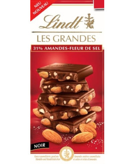Vendita online tavolette Les Grandes di cioccolato Lindt & Sprüngli fondente con mandorle e sale. Shop on line tavolette