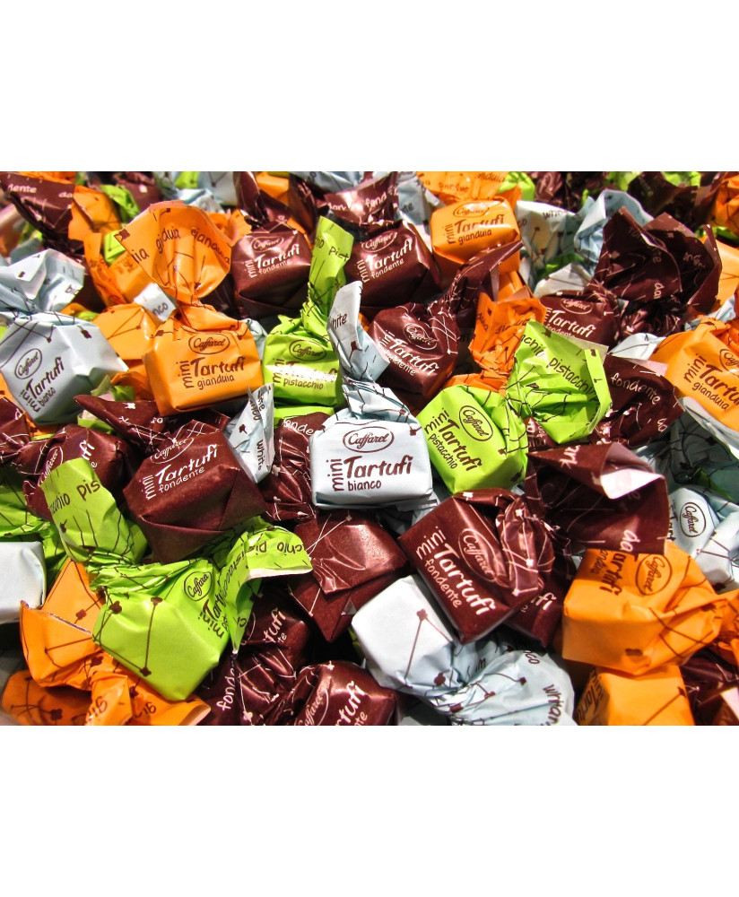 Online sales chocolates truffles Caffarel. Shop online assorted chocolates Tatufo pistachio, dark chocolate and hazelnut. Best p