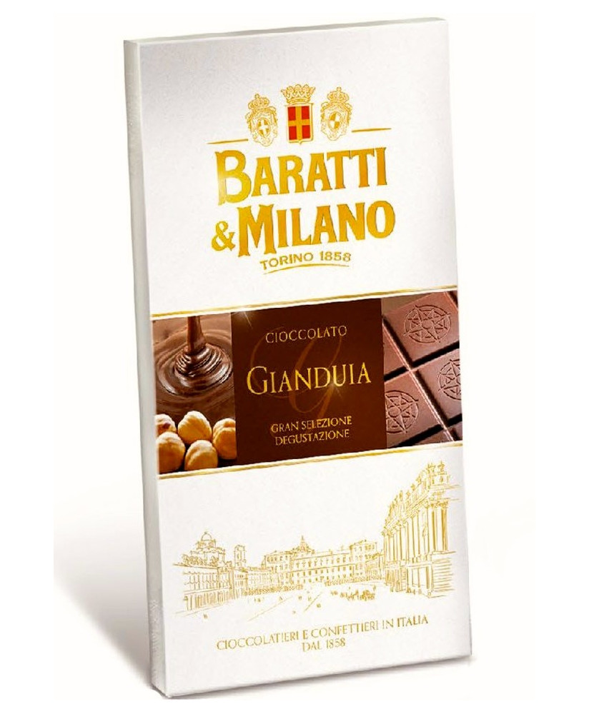 Vendita online tavolette di cioccolato Gianduja Baratti & Milano. Shop on line barrette di cioccolata piemontese di Torino Barat