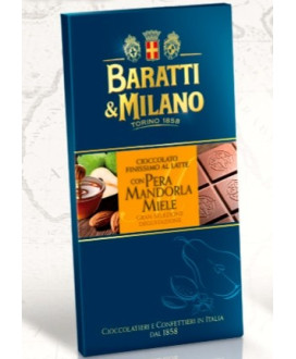 Vendita online tavolette di cioccolato al latte Baratti & Milano con pera, mandorla e miele. Shop on line barratti