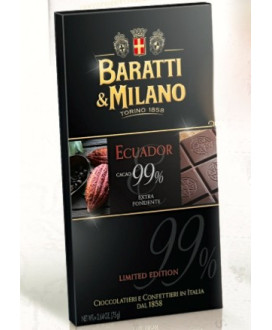 Online sales of tablets extra dark chocolate with cocoa of Baratti & Milano Ecuador 75%. Shop online chocolate bars Piedmont Tur