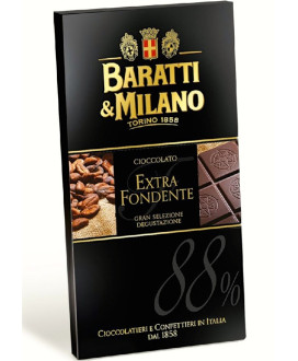 Online sales extra dark chocolate bars Baratti & Milano with 88% cocoa. Shop online chocolate bars Piedmont Turin Baratti, bitte