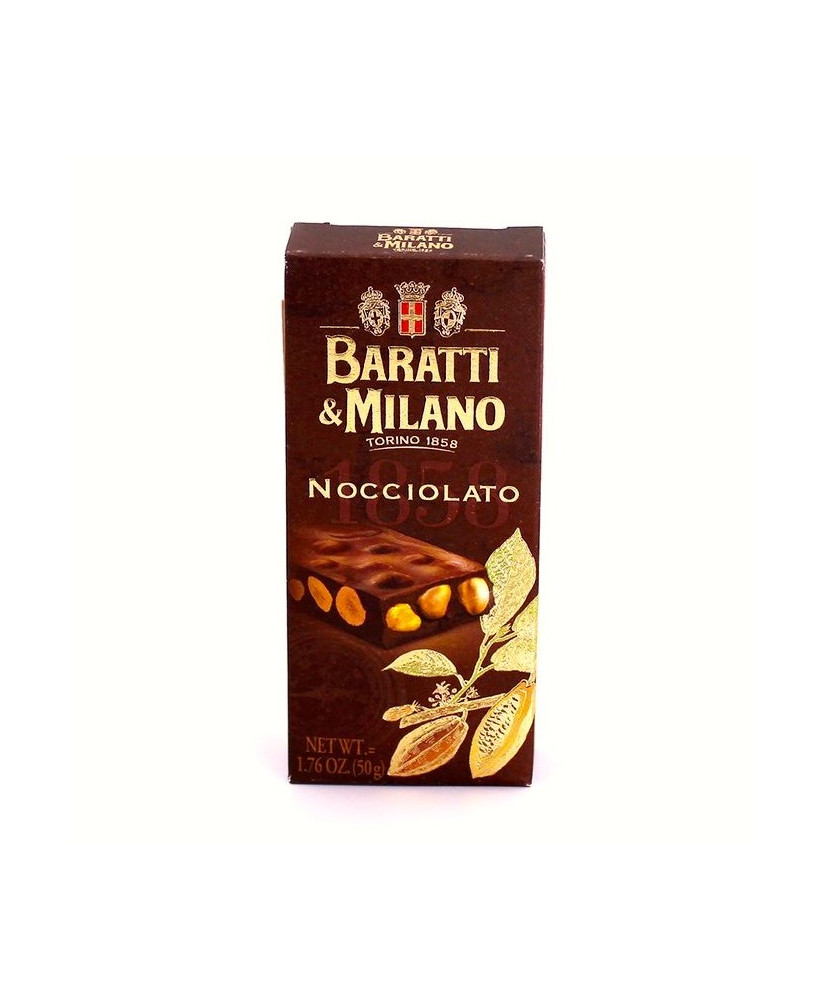 Vendita online tavolette di cioccolato al latte con nocciole Baratti & Milano. Shop on line Nocciolato 1858 Baratti cioccolata p