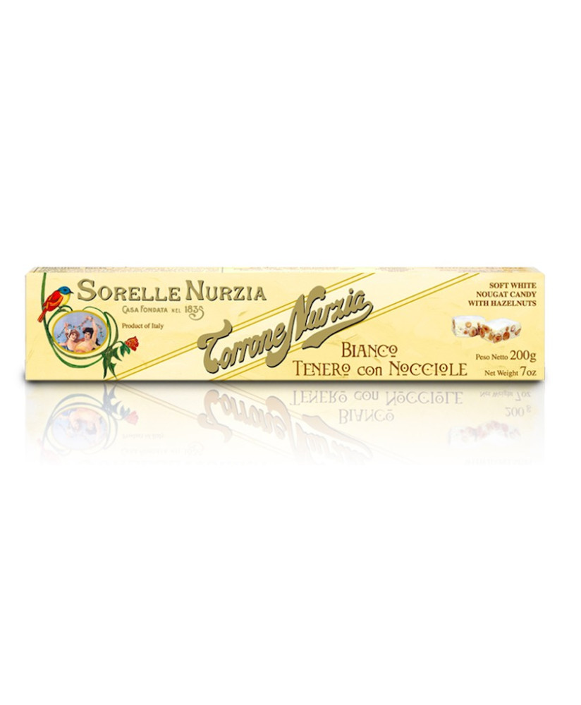 Vendita online Torrone delle Sorelle Nurzia, tenero alle nocciole, morbido, impastato al cioccolato, friabile alle mandorle. Sho