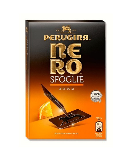 Vendita online Sfoglie nero Perugina fondenti all'arancia. Mini tavolette di cioccolata fondente Perugina e arancia Vendita online Sfoglie nero Perugina fondenti all'arancia. Mini tavolette di cioccolata fondente Perugina e arancia