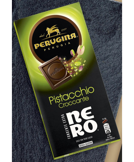 (3 BARS X 85g) Nero Perugina - Extra Dark Chocolate with Pistachio Grains 