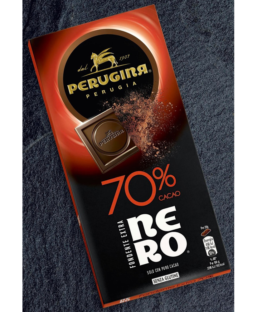 (6 BARS X 85g) Nero Perugina - Extra Dark Chocolate 70% Cocoa 