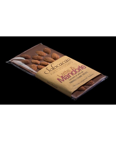Solocacao Latte e mandorle - Vendita online tavolette di cioccolato Solocacao. Shop  cioccolateria Reggio Emilia miglior prezzo