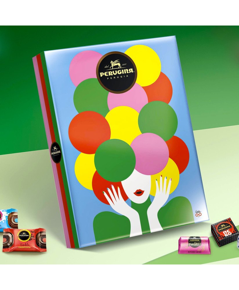 Shop Online Perugina line Olimpia Zagnoli, assorted chocolates. Online sale metal gift boxes Perugina Luisa Spagnoli Buy on-line