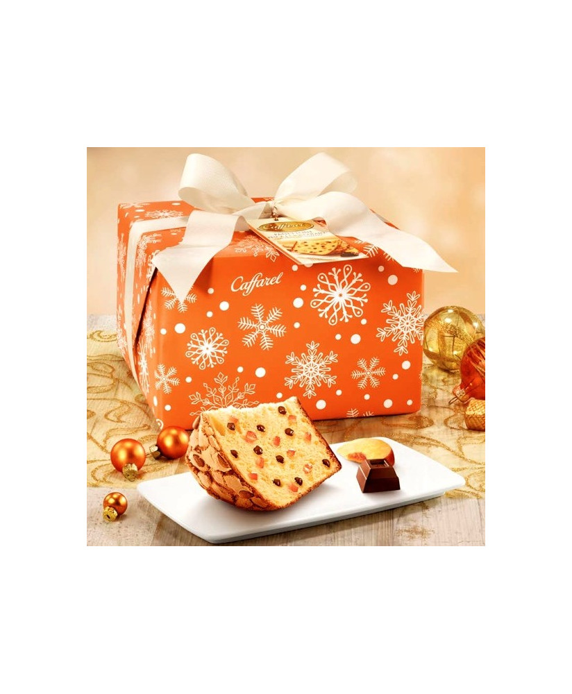 Vendita online panettone Caffarel confezionati in scatola regalo. Shop on line panettoni Caffarel pesca e cioccolato